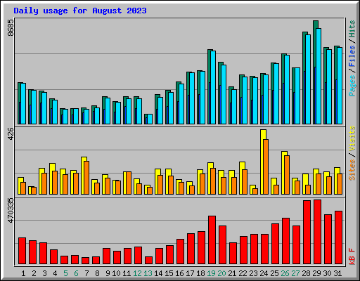 Daily usage for August 2023