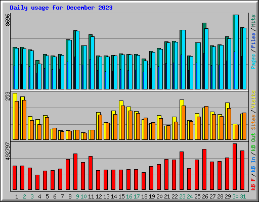 Daily usage for December 2023